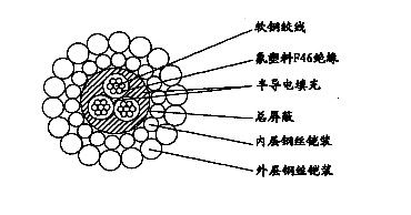 W3F46P-8.00mm三芯氟塑料F46絕緣雙鋼絲鎧裝承荷探測(cè)電