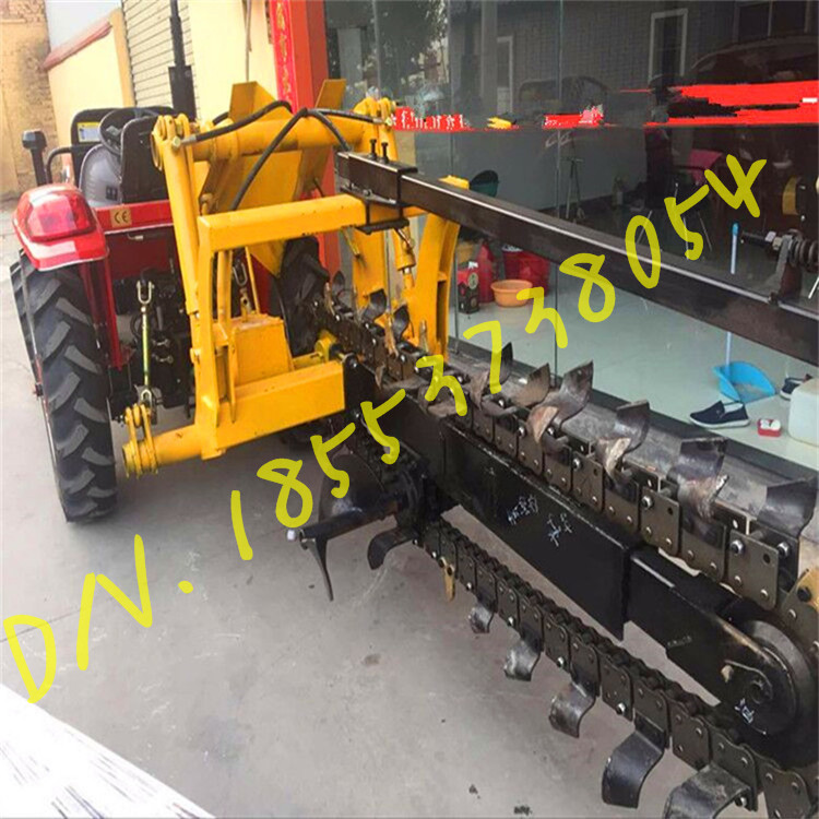 鏈條式工程管道開(kāi)溝機(jī) 高效率 拖拉機(jī)后懸掛傳動(dòng)軸帶動(dòng)挖溝機(jī)
