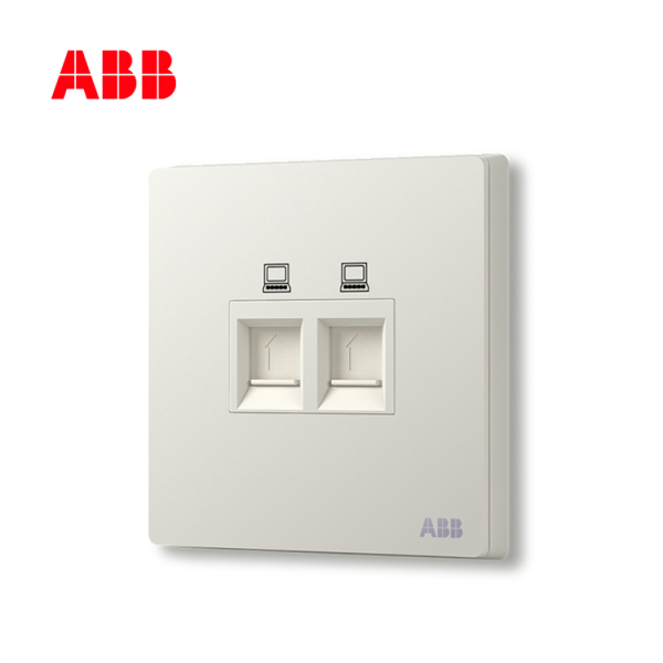 長沙南湖機電市場ABB開關面板代理 雅典白二位超5類電腦插座