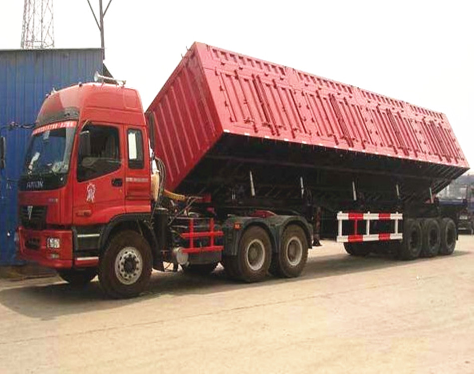 加工定制自卸式半掛車，前置頂后翻自卸半掛車，自卸半掛車尺寸