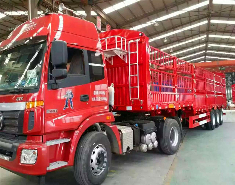 梁山天成熱銷鵝頸式倉柵半掛車，倉柵式運(yùn)輸半掛車