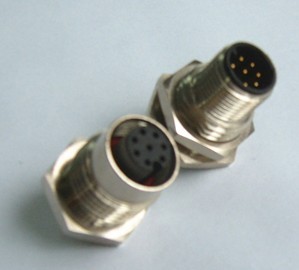 M12孔式（母）插座，板前螺母旋緊結(jié)構(gòu)，插座