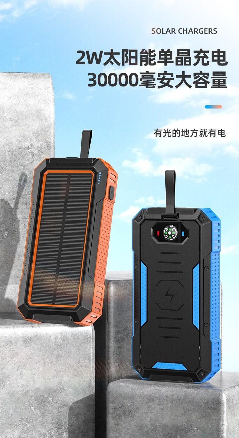 新品多功能快充太陽(yáng)能防水帶無(wú)線充戶(hù)外移動(dòng)電源