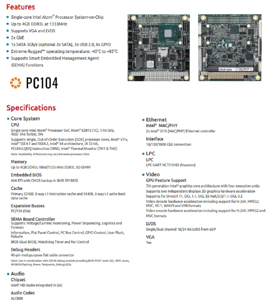CM1-BT1-E3815 Single Board Computer單板計(jì)算機(jī)