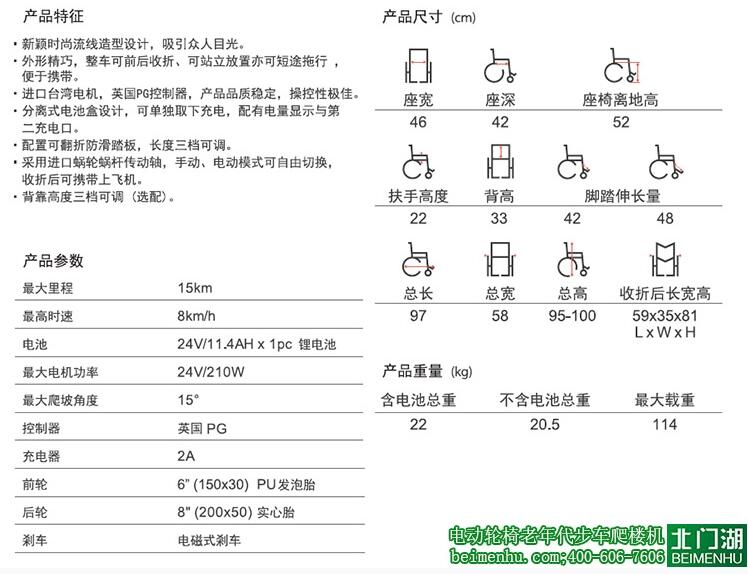臺灣merits美利馳P110輕便型鋰電池電動(dòng)輪椅