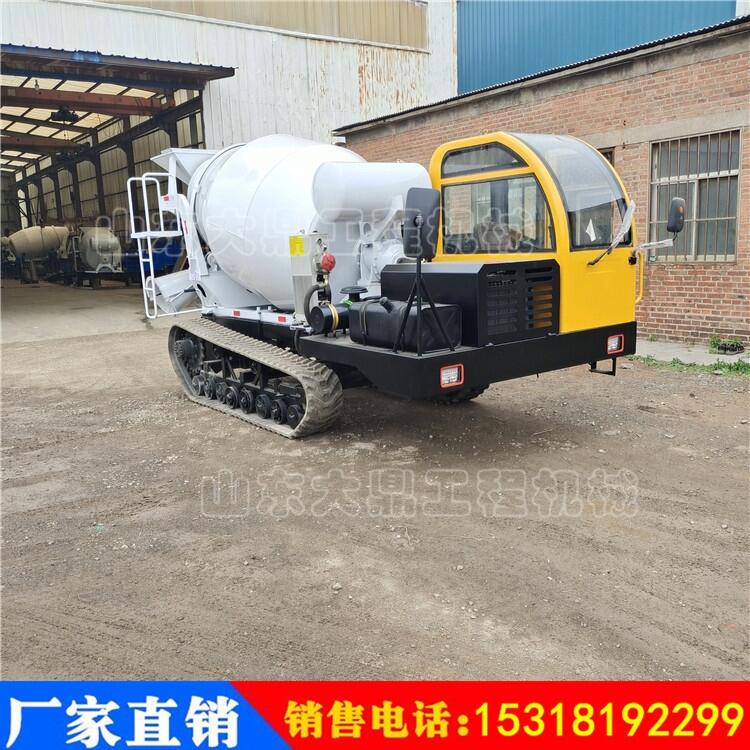 小型混凝土攪拌罐 2方強制式攪拌罐車 履帶混凝土攪拌車
