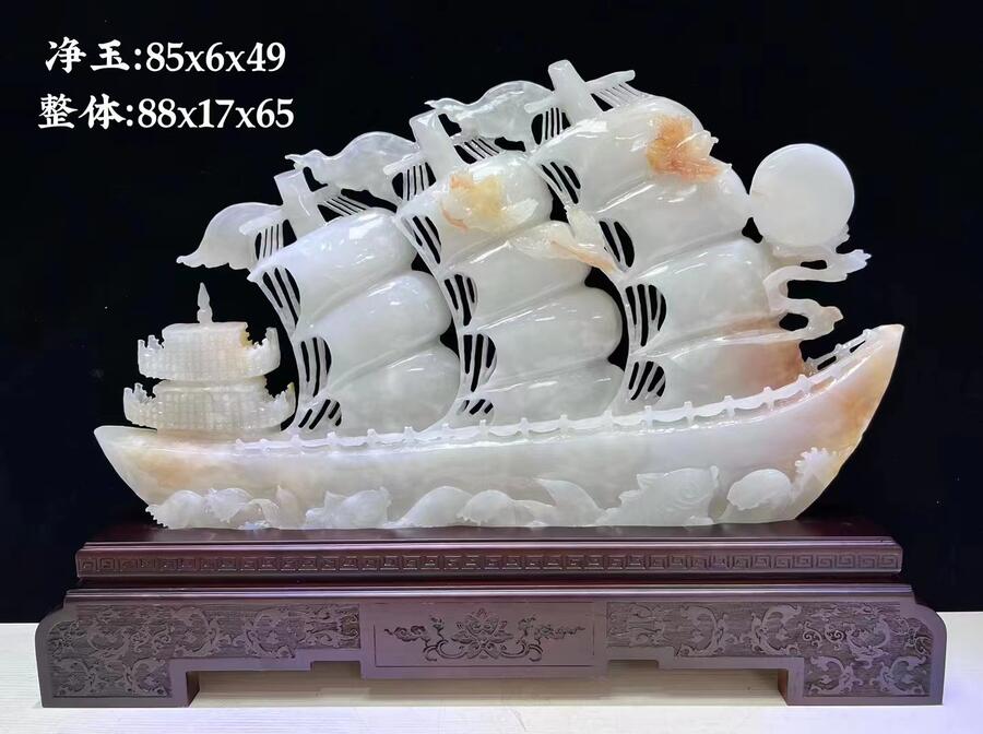 煥環(huán)祥|一帆風(fēng)順擺件 玉帆船擺設(shè) 居家辦公室擺飾 送企業(yè)朋友事業(yè)上升 可定制