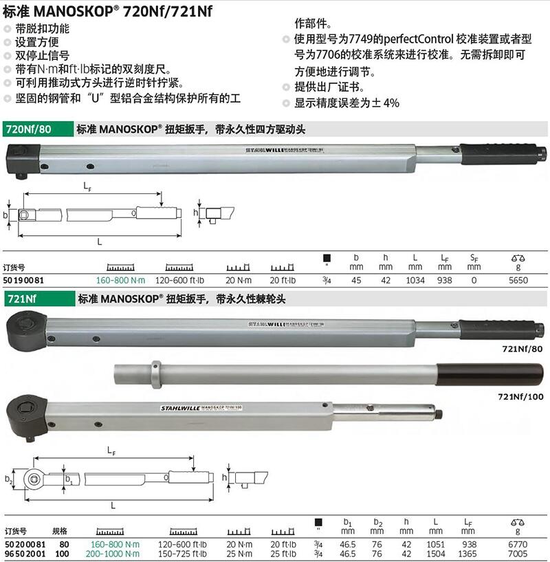 德國達(dá)威力STAHLWILLE扭矩扳手：720Nf
