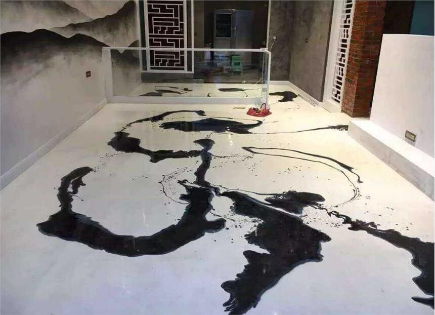 寶坻區(qū)水墨藝術(shù)地坪/潑墨地坪施工/新中式水墨自流平