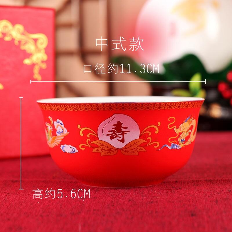 母親80歲壽碗回禮，生日禮品祝壽龍鳳壽碗
