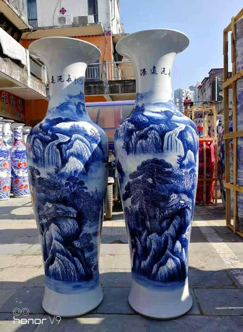 喬遷禮品落地大花瓶擺件1.6米中式青花瓷花瓶饋贈親朋好友