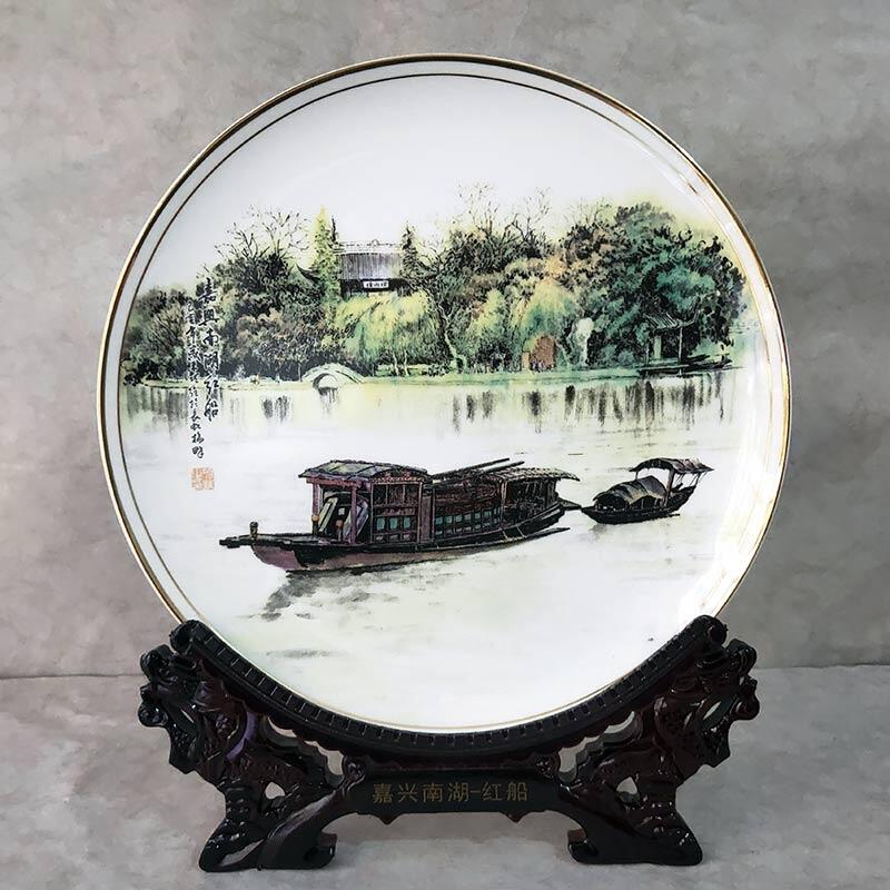集團慶典禮品紀念盤，景德鎮(zhèn)陶瓷賞盤工藝品擺件，同學聚會紀念盤定制