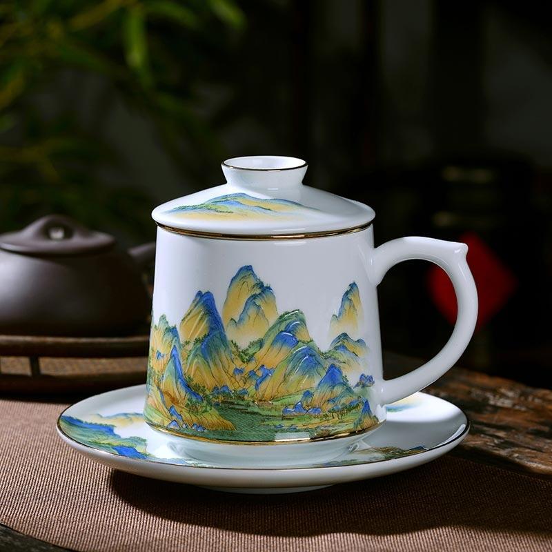 辦公室禮品茶杯定制，中秋佳節(jié)伴手禮茶杯，公司送客戶伴手禮辦公杯套裝