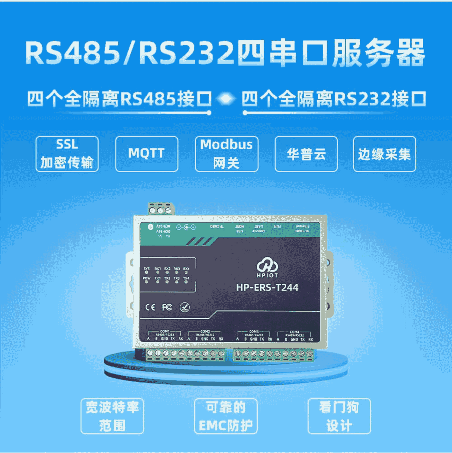 華普物聯(lián)RS485/RS232四串口服務(wù)器 轉(zhuǎn)以太網(wǎng)串口 河南華普 HPIOT