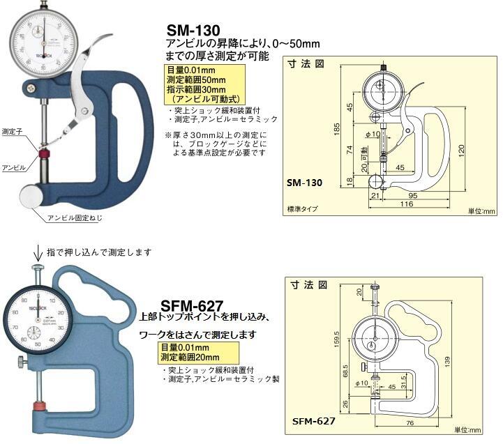 日本得樂TECLOCK厚度表測厚儀SM-130LS
