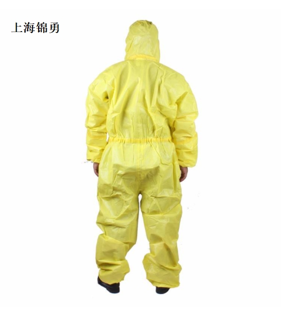 MC3000黃色雙袖雙褲腿帶腳套連體防化服-化學溶液防護服-實驗室耐酸堿防化服