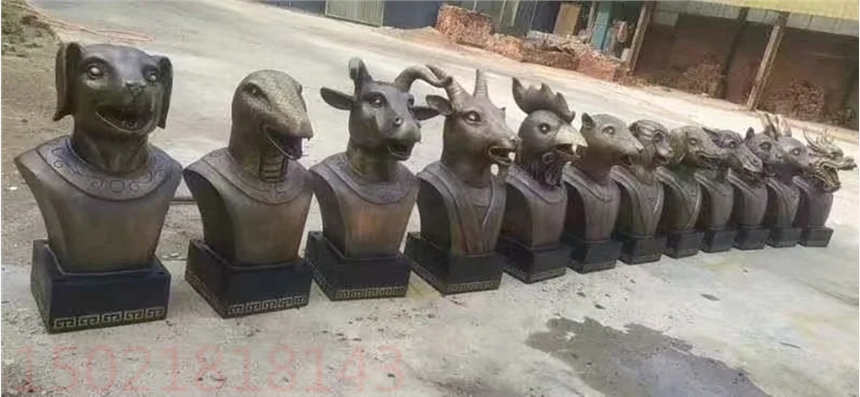 南陽鑄銅動物頭像噴泉雕塑 十二生肖水景雕塑擺件
