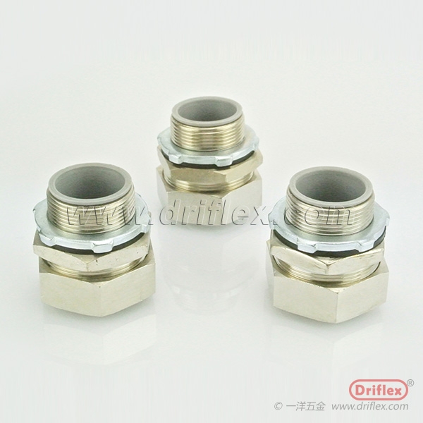 銅鍍鎳六角軟管連接器，端接式直接頭螺紋NPT3/8-NPT4