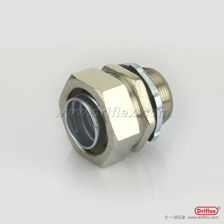 一洋五金銅鍍鎳六角方帽軟管連接器,內(nèi)徑10～100，配套包塑金屬軟管