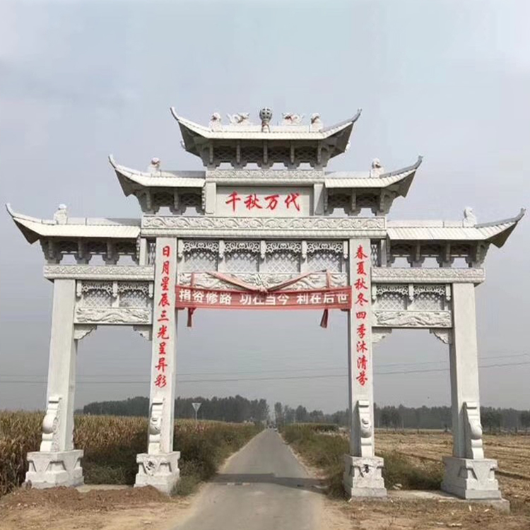 園林景區(qū)石牌樓廣場(chǎng)花崗巖石牌坊公園石門樓