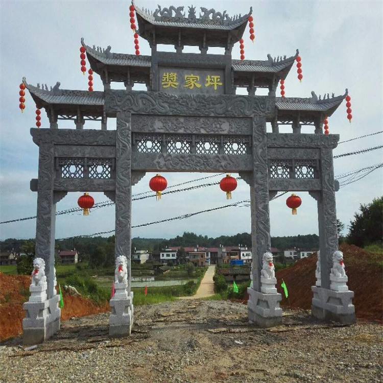 皓耀精雕仿古石牌坊寺廟景區(qū)石門(mén)樓村口家祠標(biāo)志門(mén)牌樓