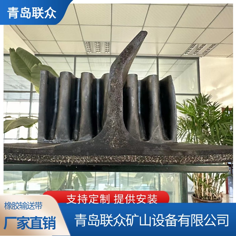 聯(lián)眾S型W型波紋擋邊輸送帶配剛性基帶耐熱裙邊適用焦化鋼廠碳素