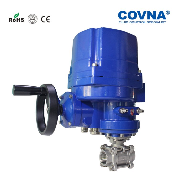 科威納COVNA電動三片式球閥防爆內(nèi)螺紋不銹鋼材質(zhì)智能開關(guān)型調(diào)節(jié)型