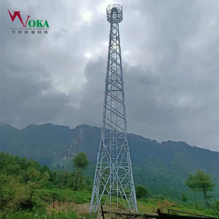 13米機(jī)場(chǎng)天線場(chǎng)直擊雷防護(hù)，GH-8玻璃鋼接閃桿塔，提前放電避雷針