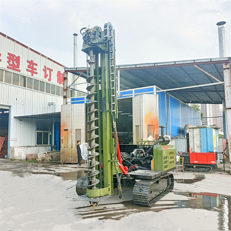 鹽堿地履帶光伏打樁機斜坡用液壓地基鉆孔機360°旋轉引孔機