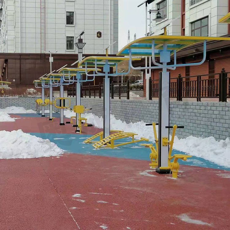 智能小區(qū)戶外太陽能板發(fā)電器材塑木二代防雨防水健身路徑