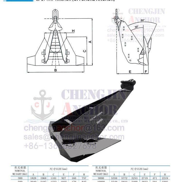 成金船錨CJ-17型12000KG船用錨含BVABS雙認(rèn)證