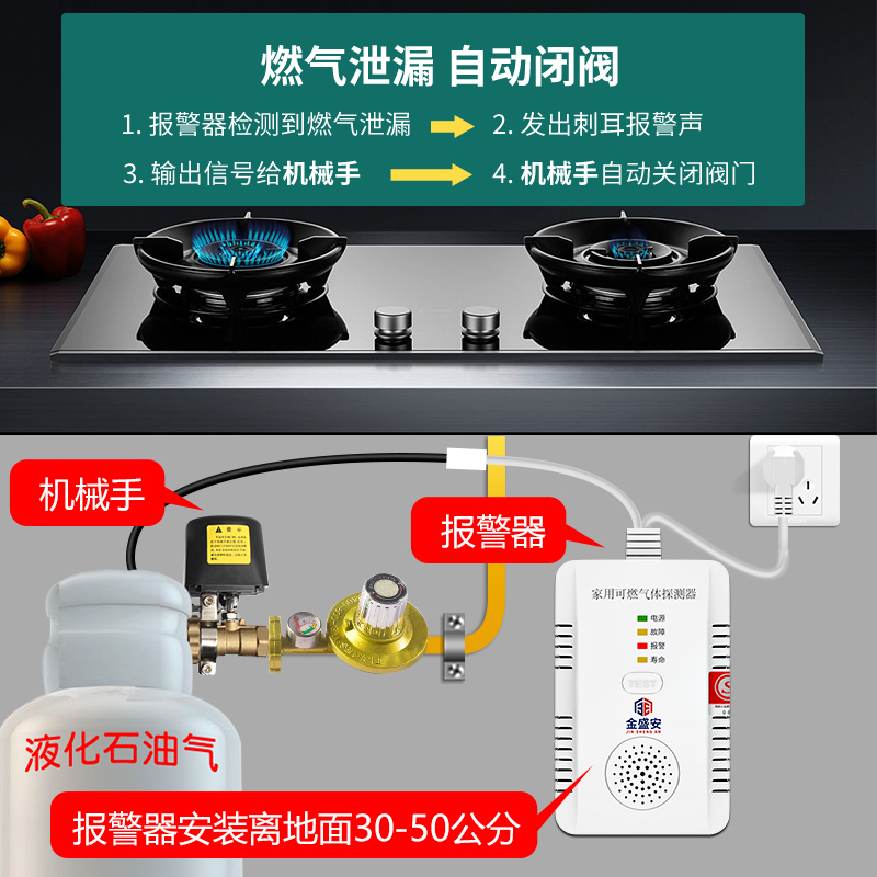 金盛安工廠直營燃?xì)鈭缶鲝N房液化氣泄露報警器可燃?xì)怏w探測器