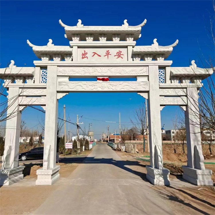 景區(qū)青石石牌坊農(nóng)村入口石牌樓三門五樓石門樓