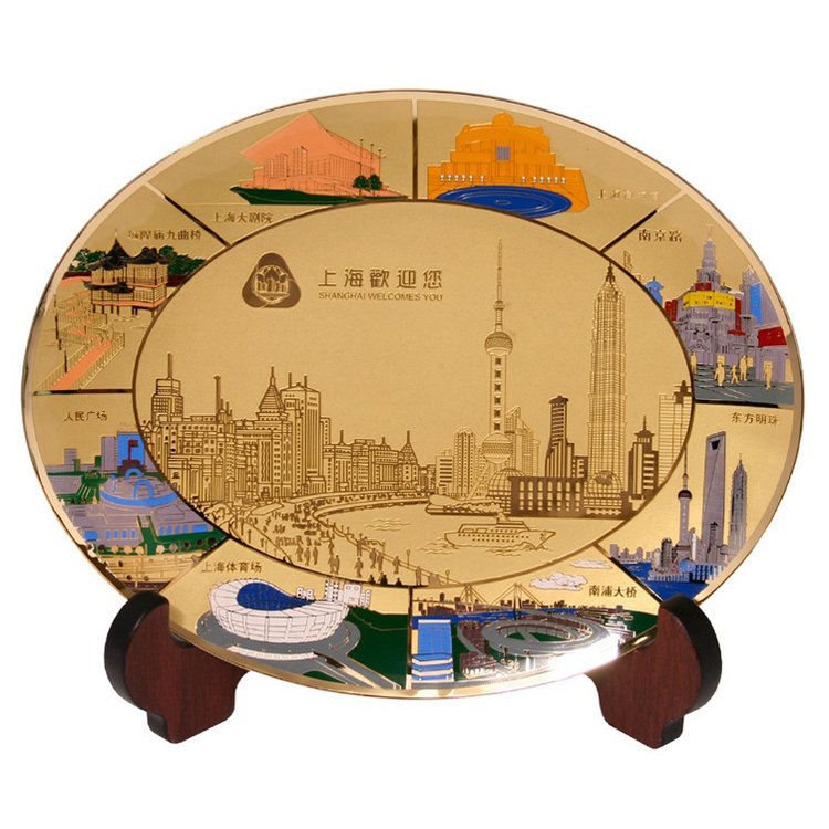 設(shè)計(jì)城市景區(qū)旅游文旅紀(jì)念品定制創(chuàng)意木托銅獎(jiǎng)盤工藝品