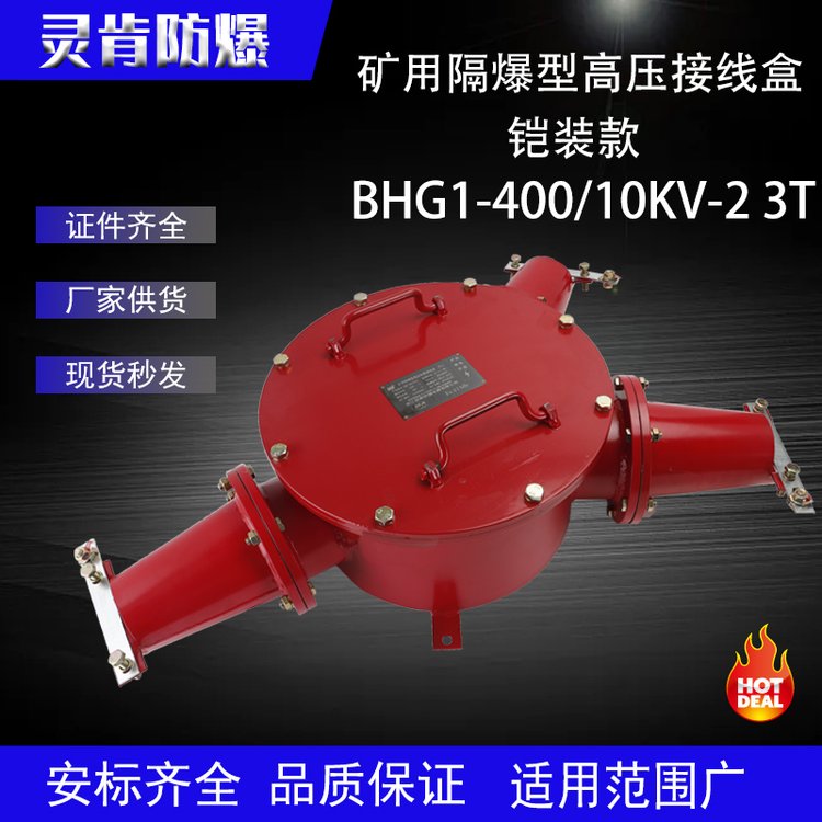 鎧裝款礦用隔爆型高壓電纜接線盒BHG1-400\/10-23G井下防爆分線盒