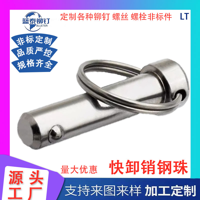 快卸銷鋼珠銷帶防丟繩圓柱鋼珠插銷環(huán)柄鎖銷保險(xiǎn)銷彈性銷