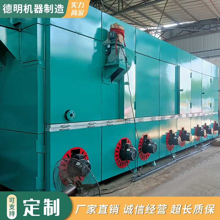 四滾筒松式烘干機自動化程度高，一端投料，連續(xù)化生產(chǎn)