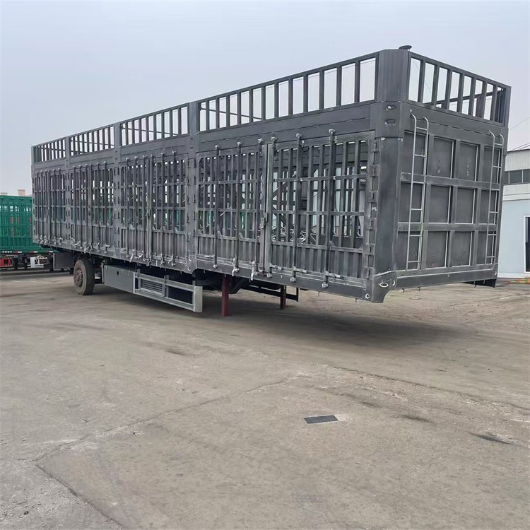 輕體高欄半掛車鵝頸式花欄運(yùn)輸車側(cè)翻自卸車