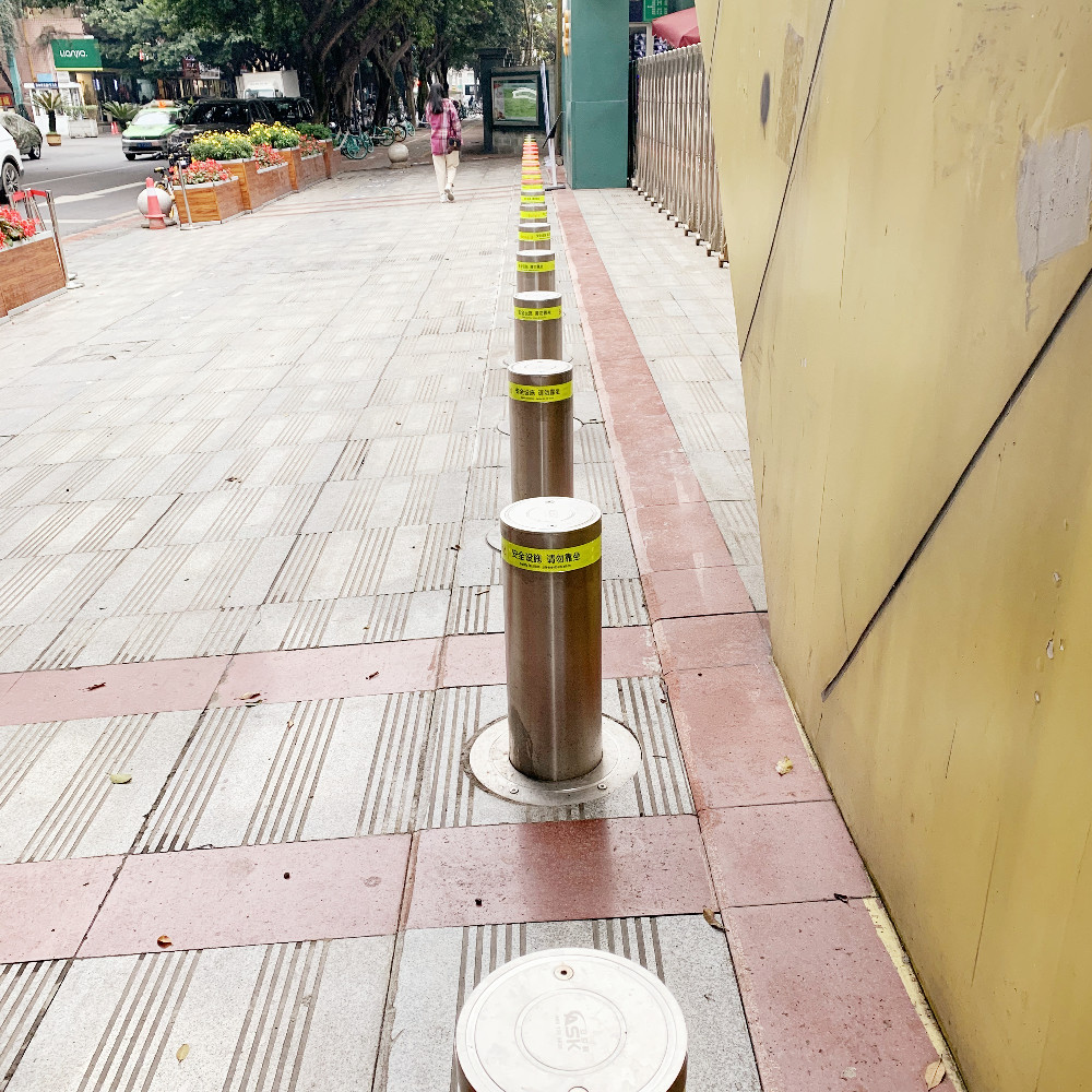 安世科液壓不銹鋼電動(dòng)升降柱校門防沖撞設(shè)施阻擋車輛的柱子
