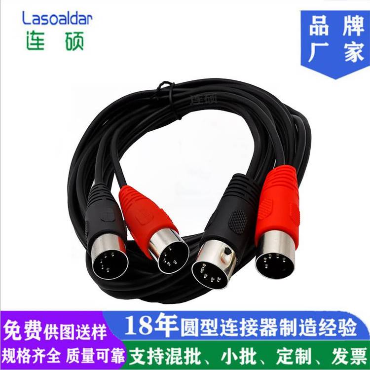 大DIN5p二對二雙公頭線,大5P連接線din5p線電視監(jiān)控攝像機延長線