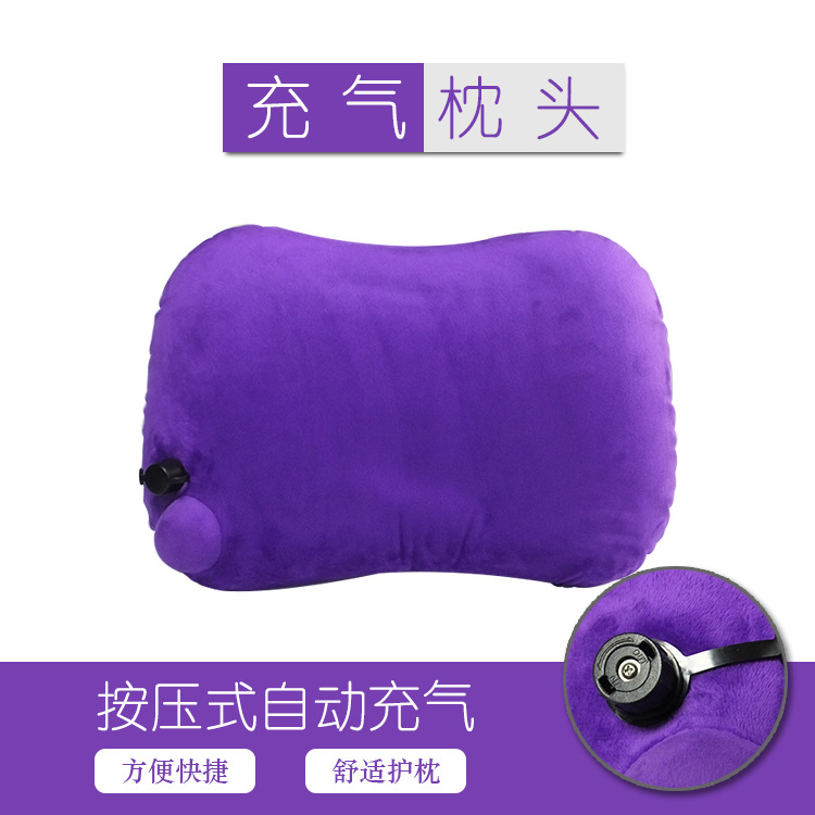 按壓充氣枕飛機枕頭床頭靠墊水晶毛絨腰靠腰枕定制廠家